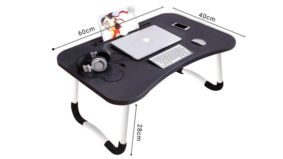 Portable Folding Laptop Bed Tray Table Lap Desk Notebook Breakfast Cup Slot