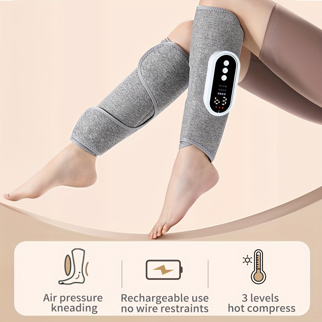 Masseur de jambes sans fil à compression d'air avec fonction chauffante (gris)