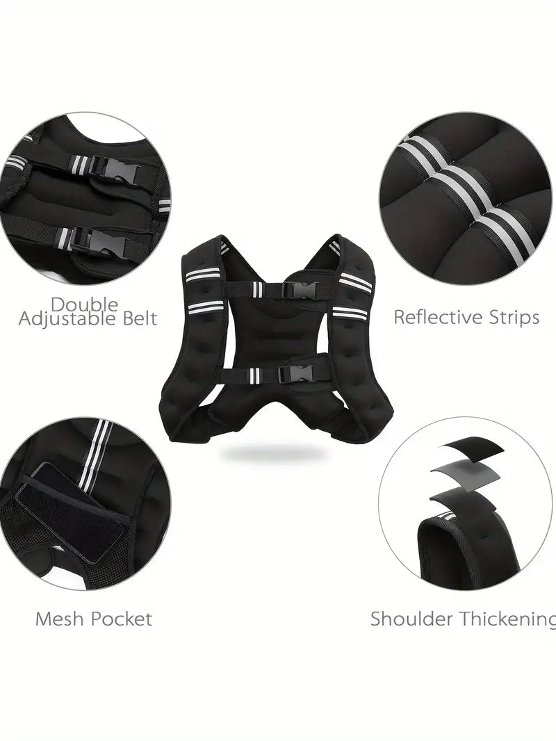 Gilet lesté 18 Lbs - Ajustable, noir uni
