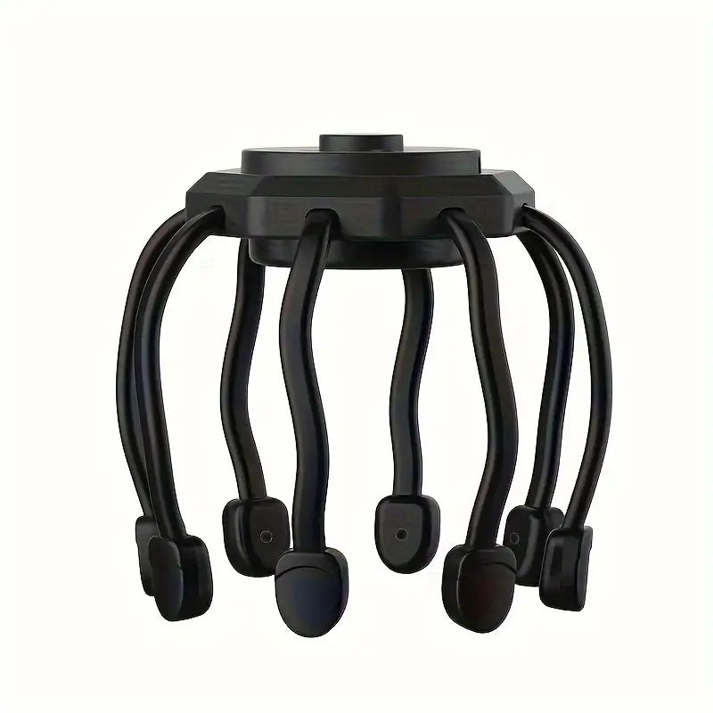 Masseur de cuir chevelu rechargeable à 8 doigts - Noir