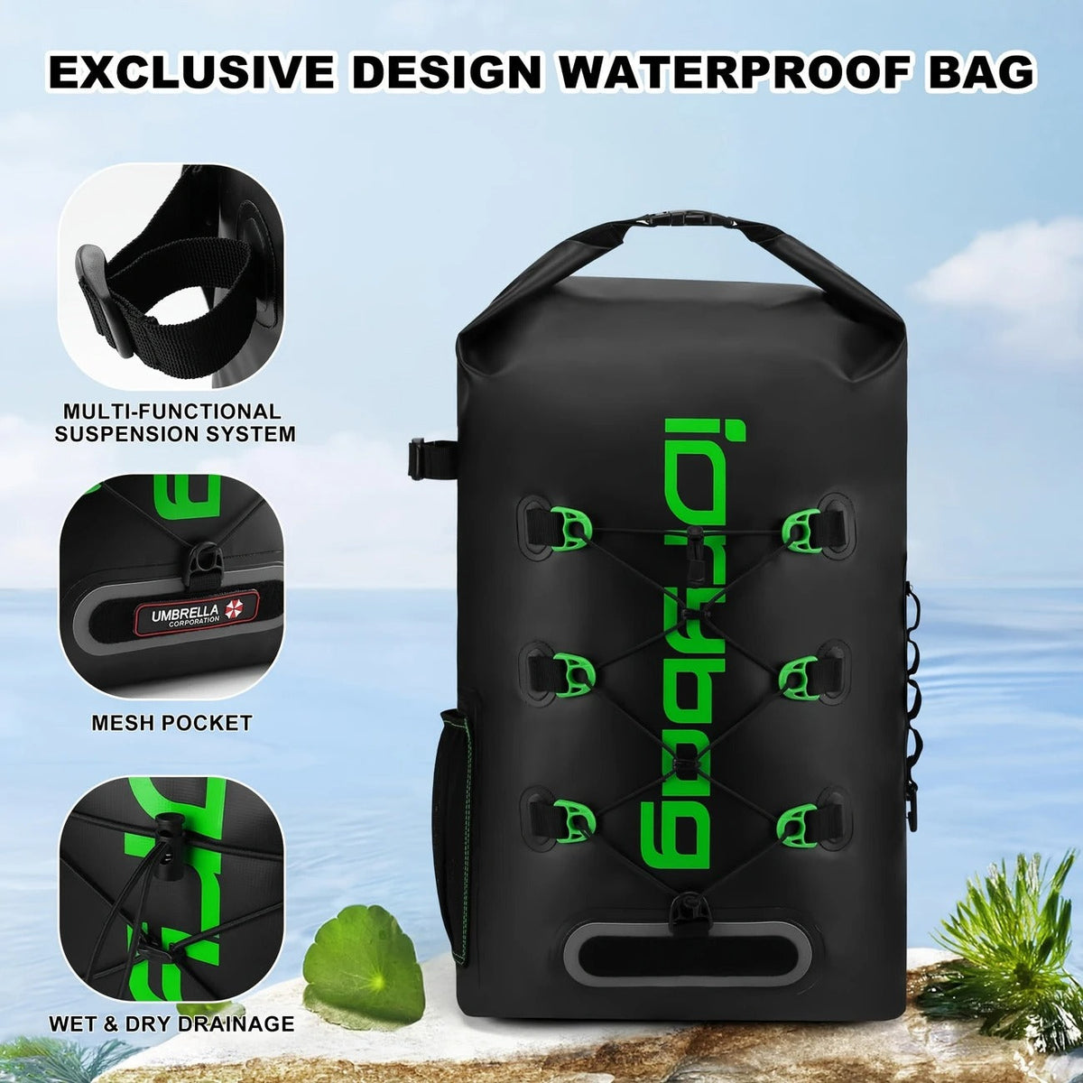 Sac étanche avec fermeture à enroulement