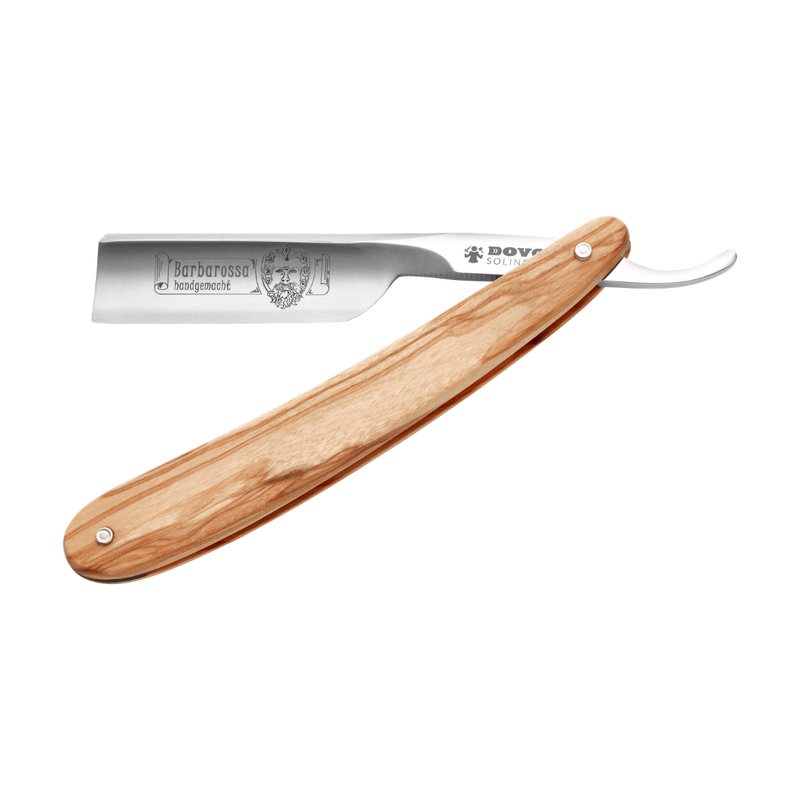 Dovo Short Blade Straight Razor, "Barbarossa" 5/8", Carbon Steel, Full Hollow Grind, Olive Wood Handle