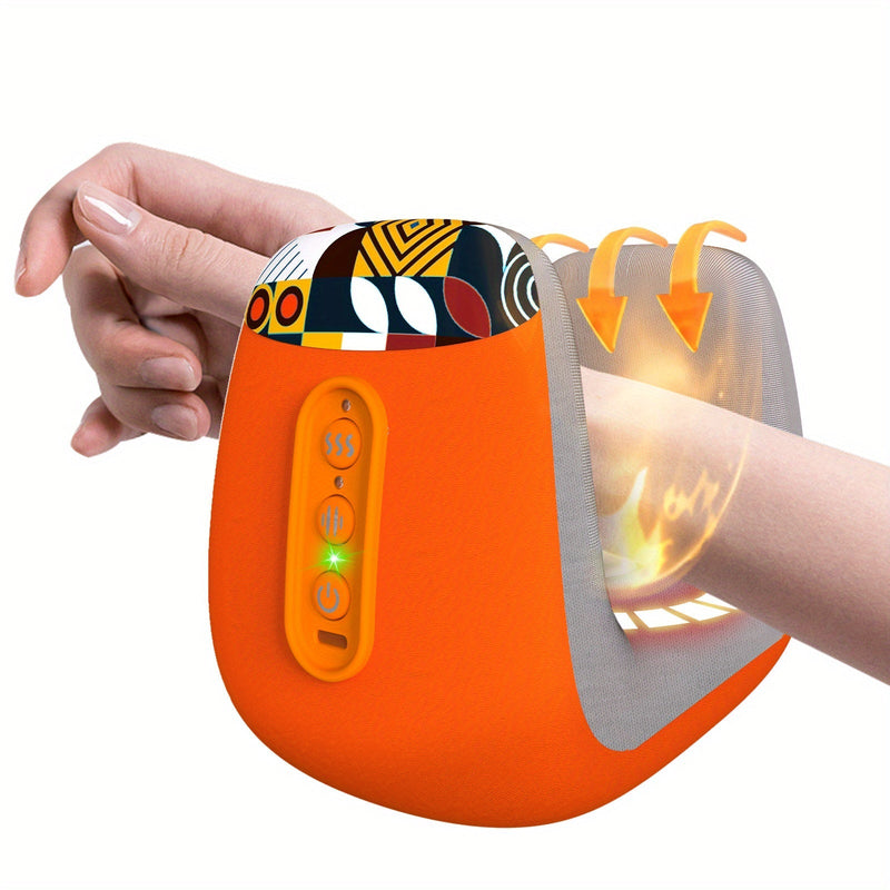 Electric Hand Massager With Acupoint Heated Air Compression(Orange)