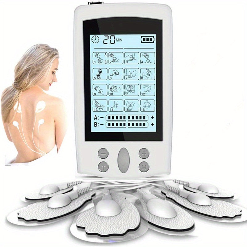Masseur électrique 16 modes - EMS et TENS à double sortie (blanc)
