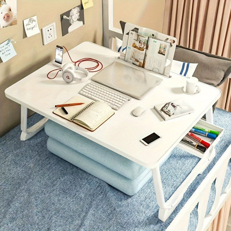 Table pliante pour ordinateur portable avec plateau en bois