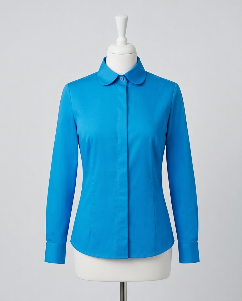 Women's Blue Fitted 100% Cotton Shirt