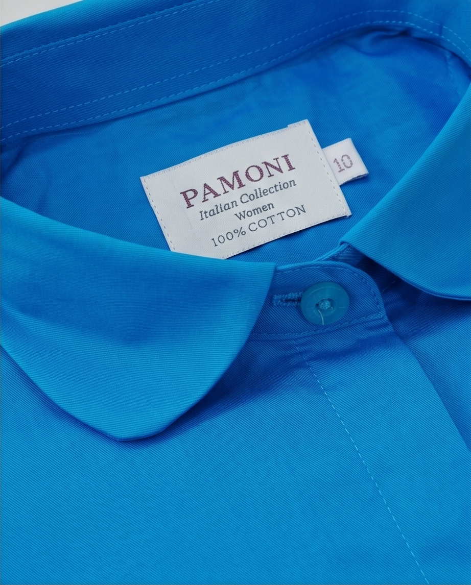 Women's Blue Fitted 100% Cotton Shirt