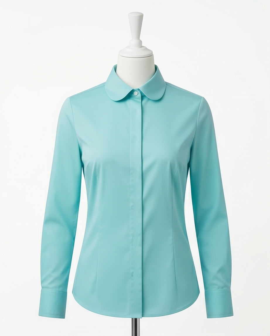 Women's Fitted Aqua Cotton Shirt