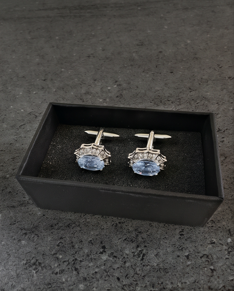 Blue Ice Crown Cufflinks-0