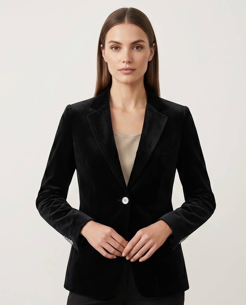 Blazer en velours noir pour femme