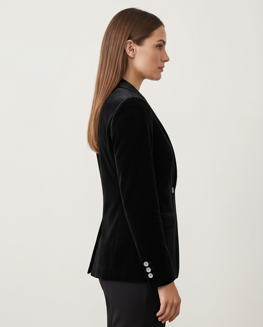 Women's Black Velvet Blazer-1