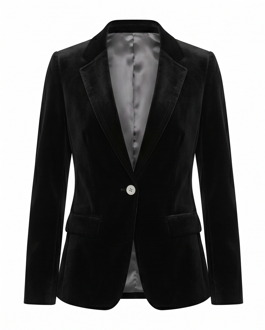 Women's Black Velvet Blazer-2