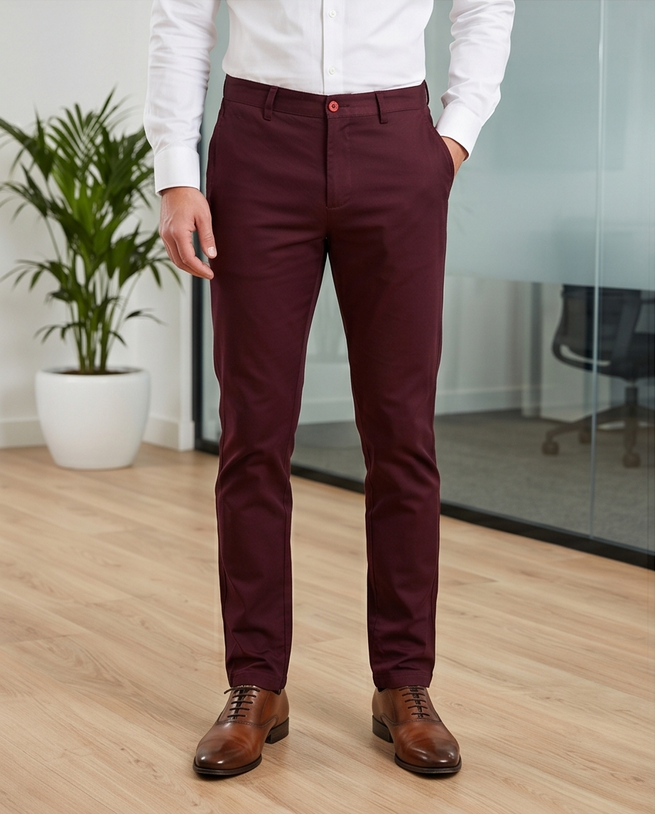 Burgundy Slim-Fit Stretch Chino-0