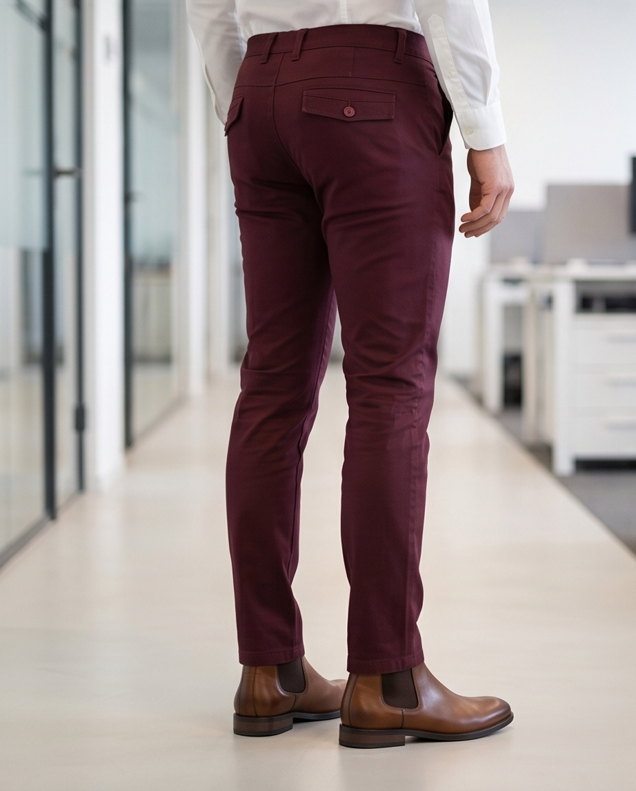 Burgundy Slim-Fit Stretch Chino-1