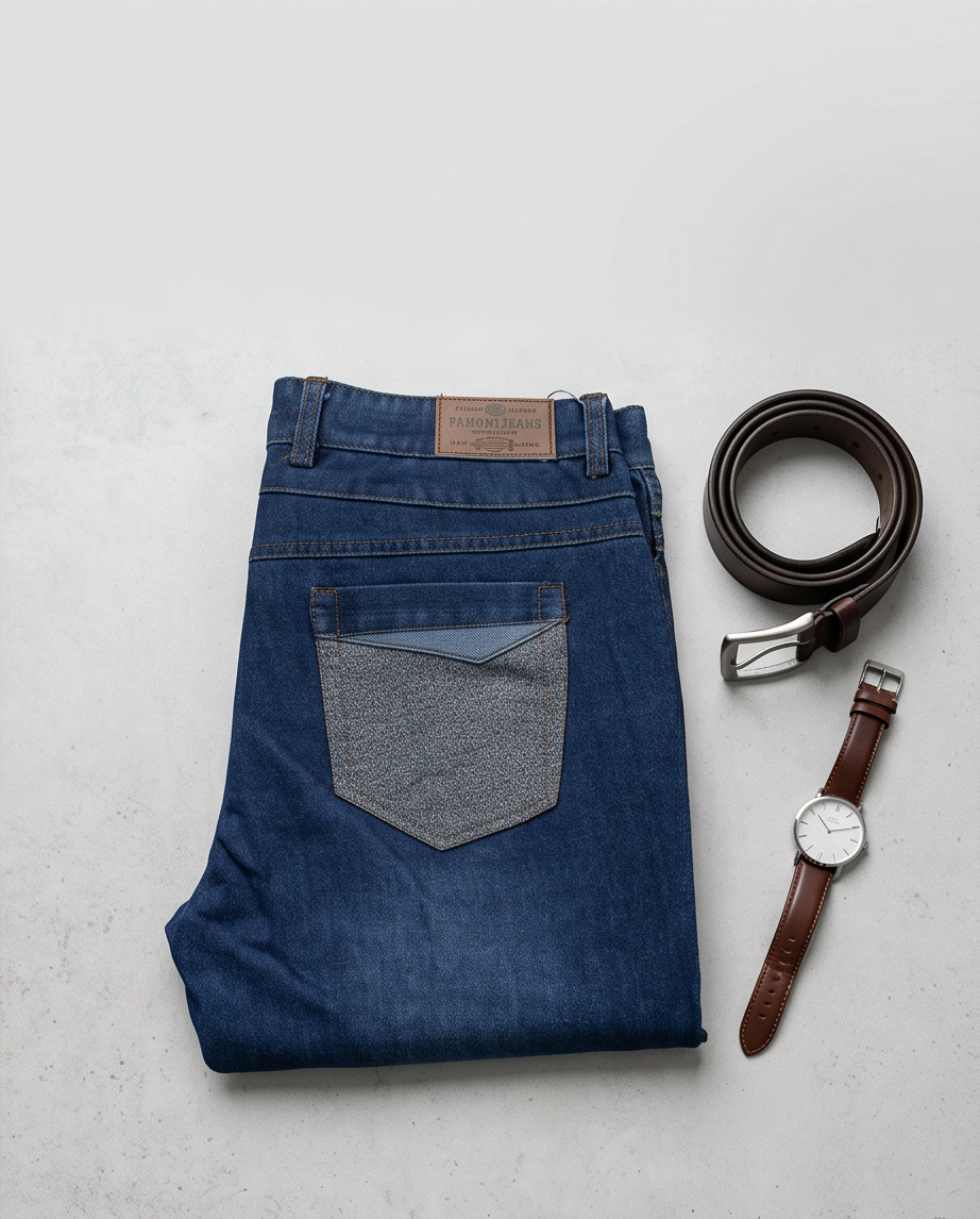 Men’s Regular Fit Denim with Contrast Pocket Detail-1