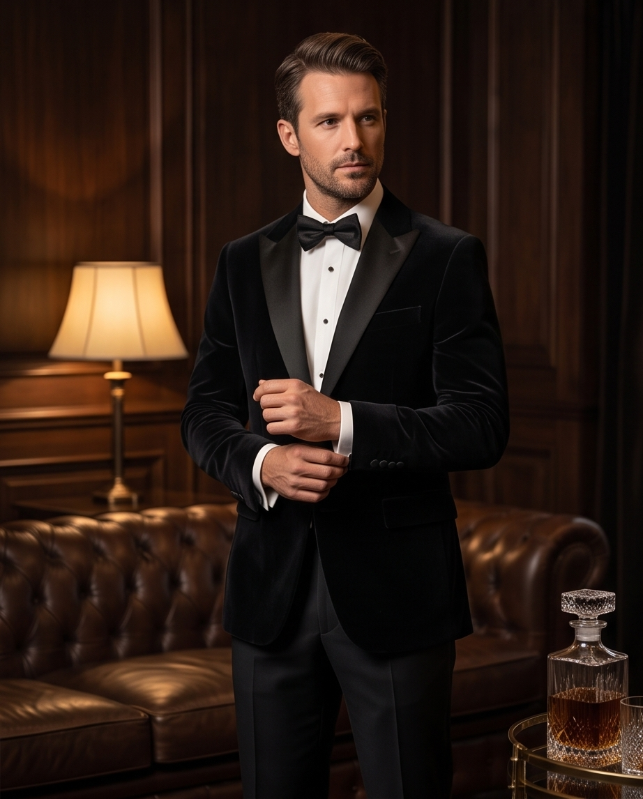 Men’s Premium Velvet Tuxedo Blazer with Satin Lapels-0