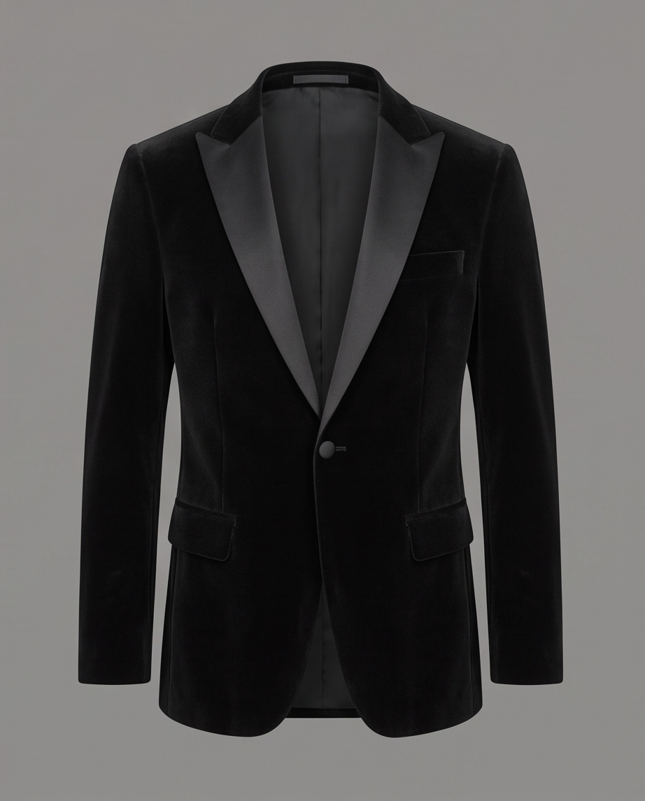 Men’s Premium Velvet Tuxedo Blazer with Satin Lapels-3