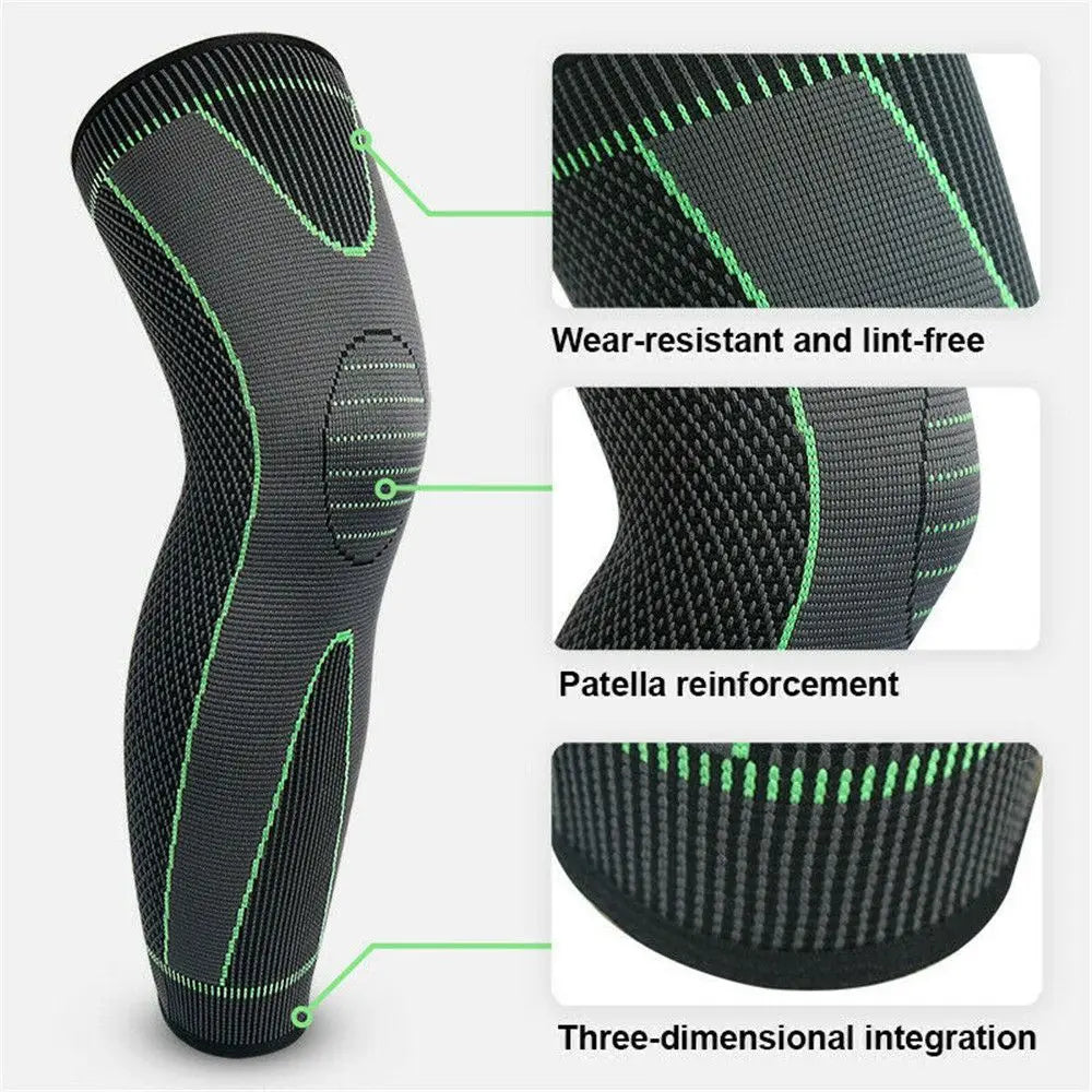 2 manchons de compression de soutien de genou pleine longueur XL verts