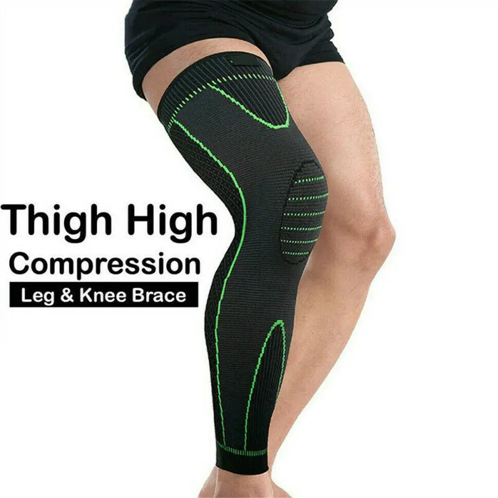 2 manchons de compression de soutien de genou pleine longueur XL verts