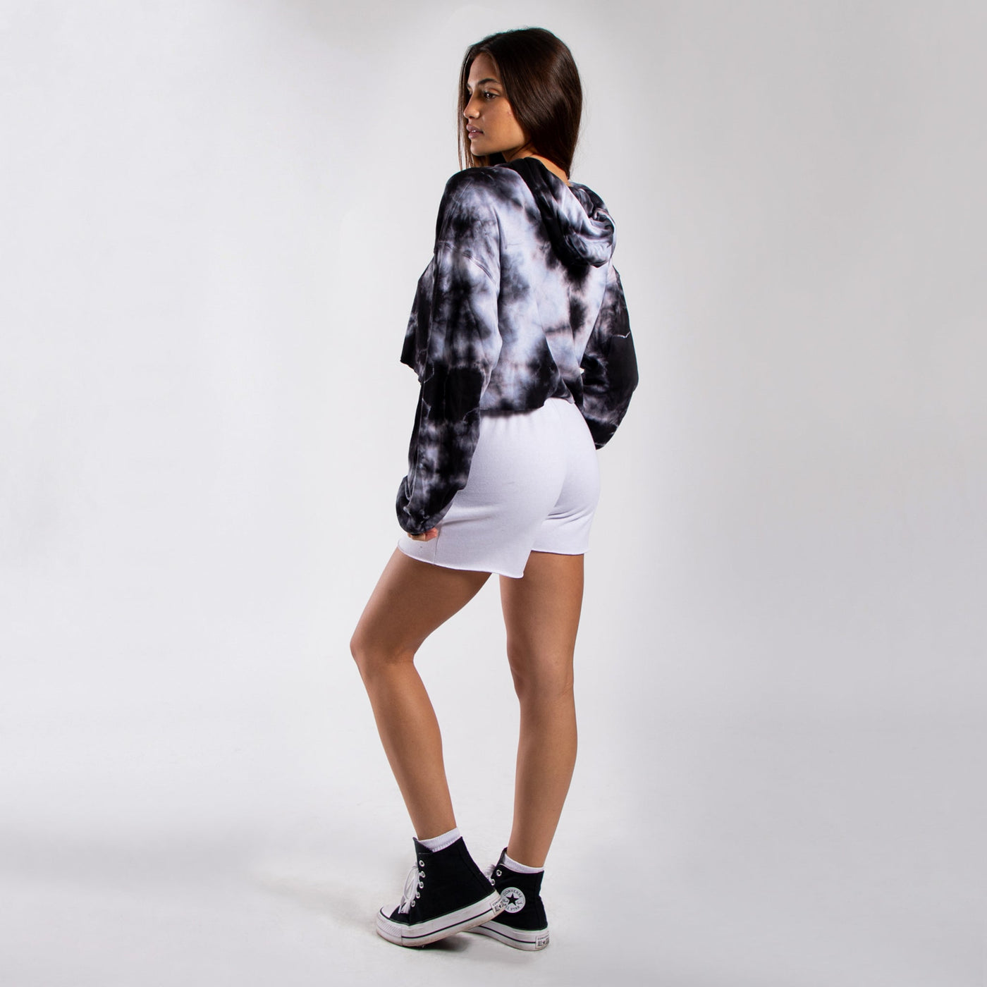 6036TD - CLOSEOUT Women's Cropped Tie Dye Hoodie-1