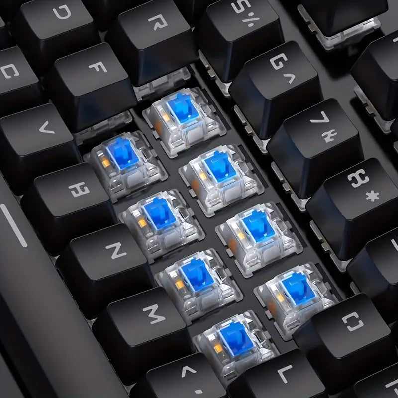 Clavier mécanique Caller - 104 touches, axe vert, rétroéclairé, USB filaire, noir [Axe vert]