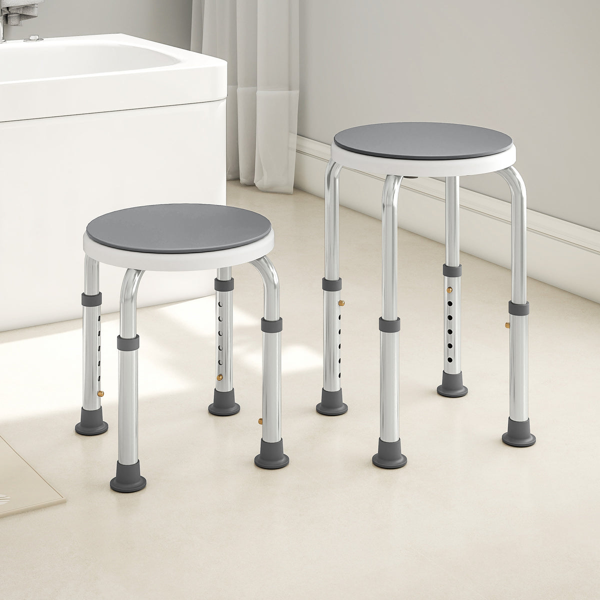 Banquette de douche siège de douche antidérapant banc de bain hauteur réglable pivotant à 360° en aluminium