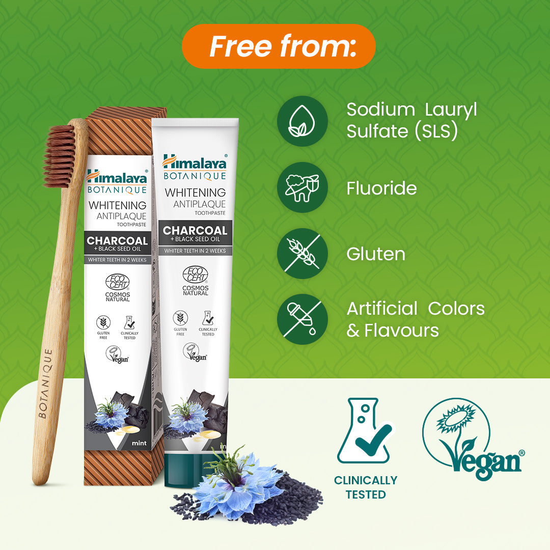 Himalaya Botanique Whitening Antiplaque Toothpaste Charcoal + Black Seed Oil 75 ml-2