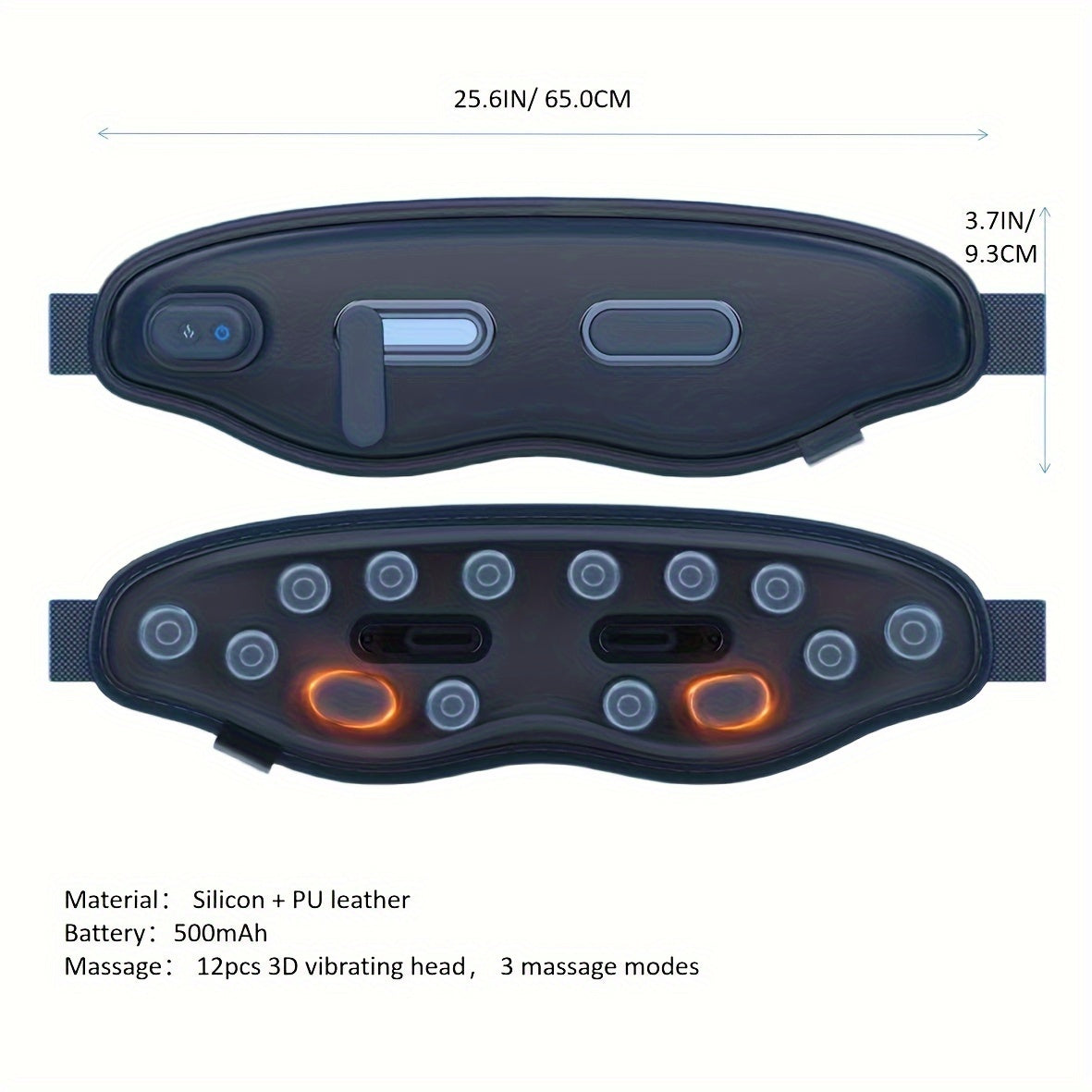 Appareil de vibration oculaire à 12 points avec compresse chaude et fenêtre visuelle (bleu)