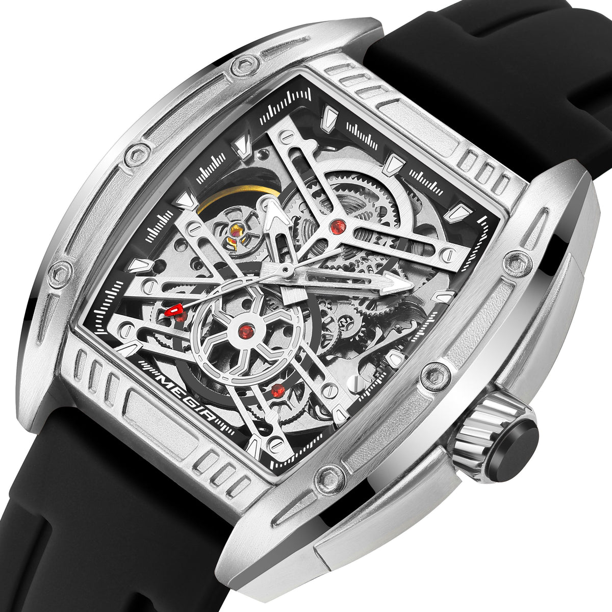 MEGIR Original Luxury Sport Watch for Men Silicone Band Automatic Mechanical Movement WristWatches Luminous Clock Reloj Hombre 8601