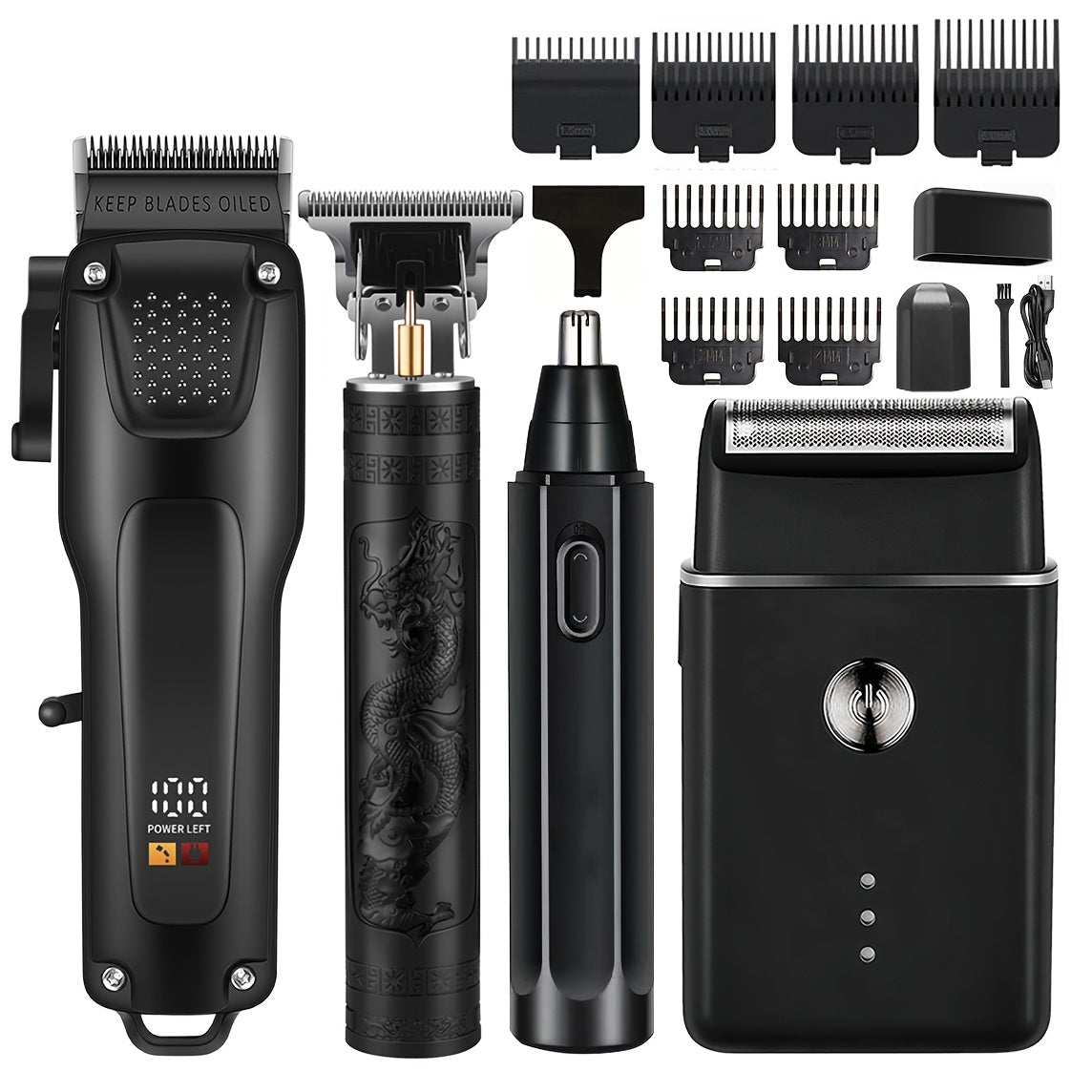 Trousse de Toilette Homme, Tondeuses Rechargeables USB (4 pièces)