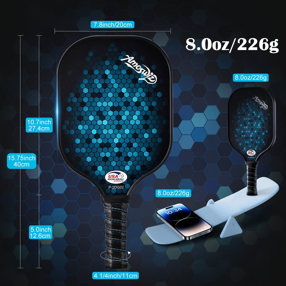 Ensemble de raquettes de pickleball en fibre de verre de 4 pièces pour débutants