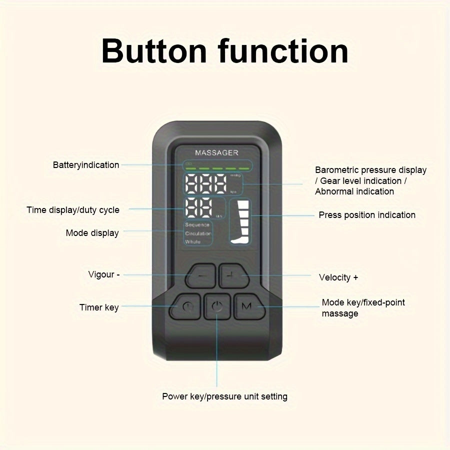 Masseur de jambes rechargeable par USB avec enveloppement à 360° et pression par airbag 3D (noir)