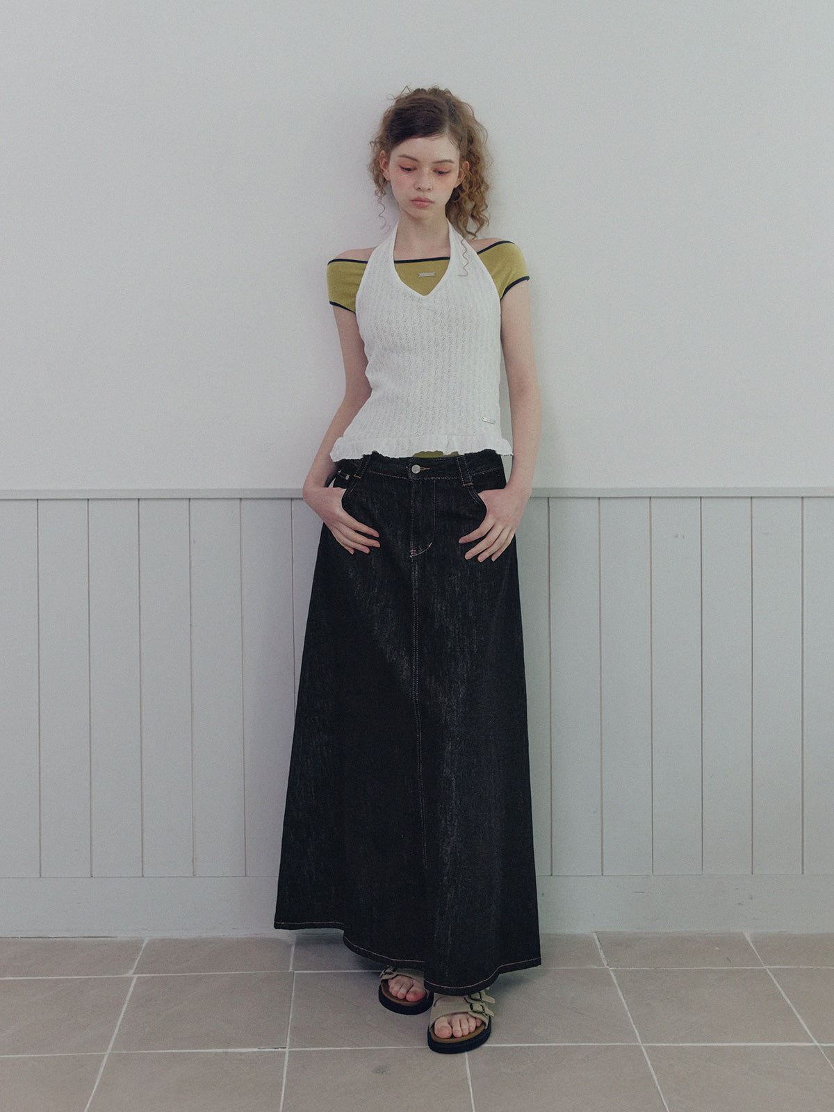 Shobi Denim Maxi Skirt