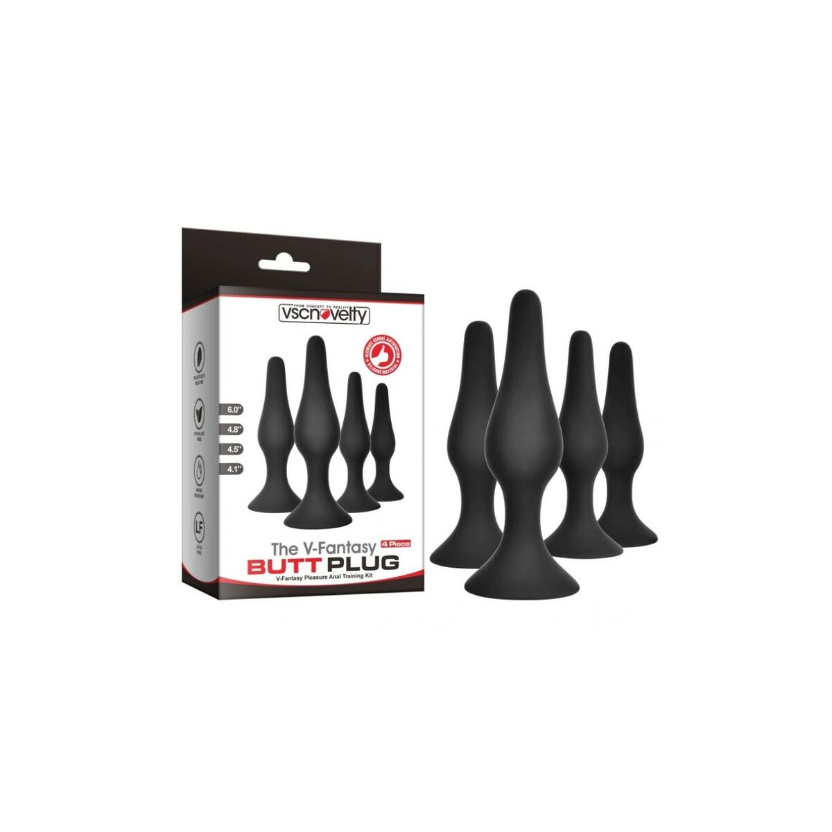 Anal plug VSCNOVELTY Black Silicone Set 4 Pieces-1