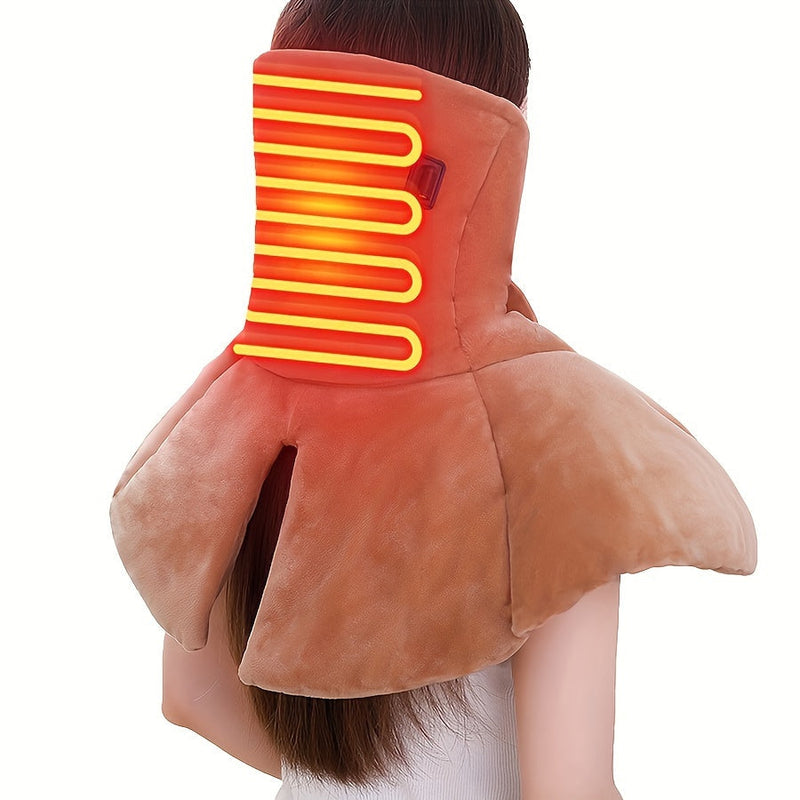 Coussin de massage cervical chauffant USB avec 3 niveaux de contrôle de la température (marron)