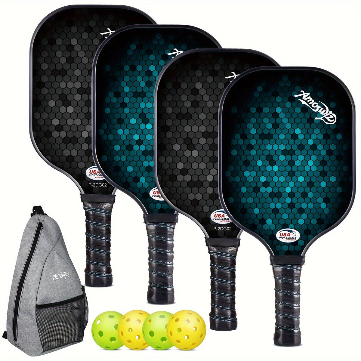 Ensemble de raquettes de pickleball en fibre de verre de 4 pièces pour débutants