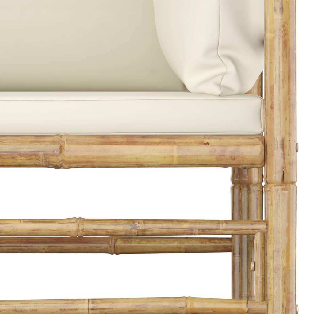 NNEVL Salon de jardin 5 pièces avec coussins blanc crème Bambou