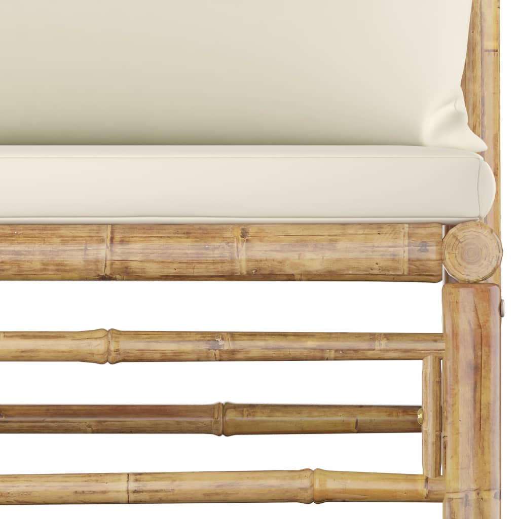 NNEVL Salon de jardin 5 pièces avec coussins blanc crème Bambou