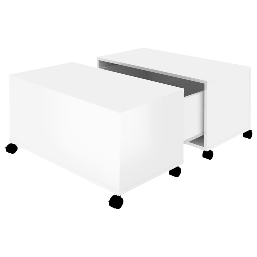 NNEVL Table basse blanc brillant 75x75x38 cm Aggloméré