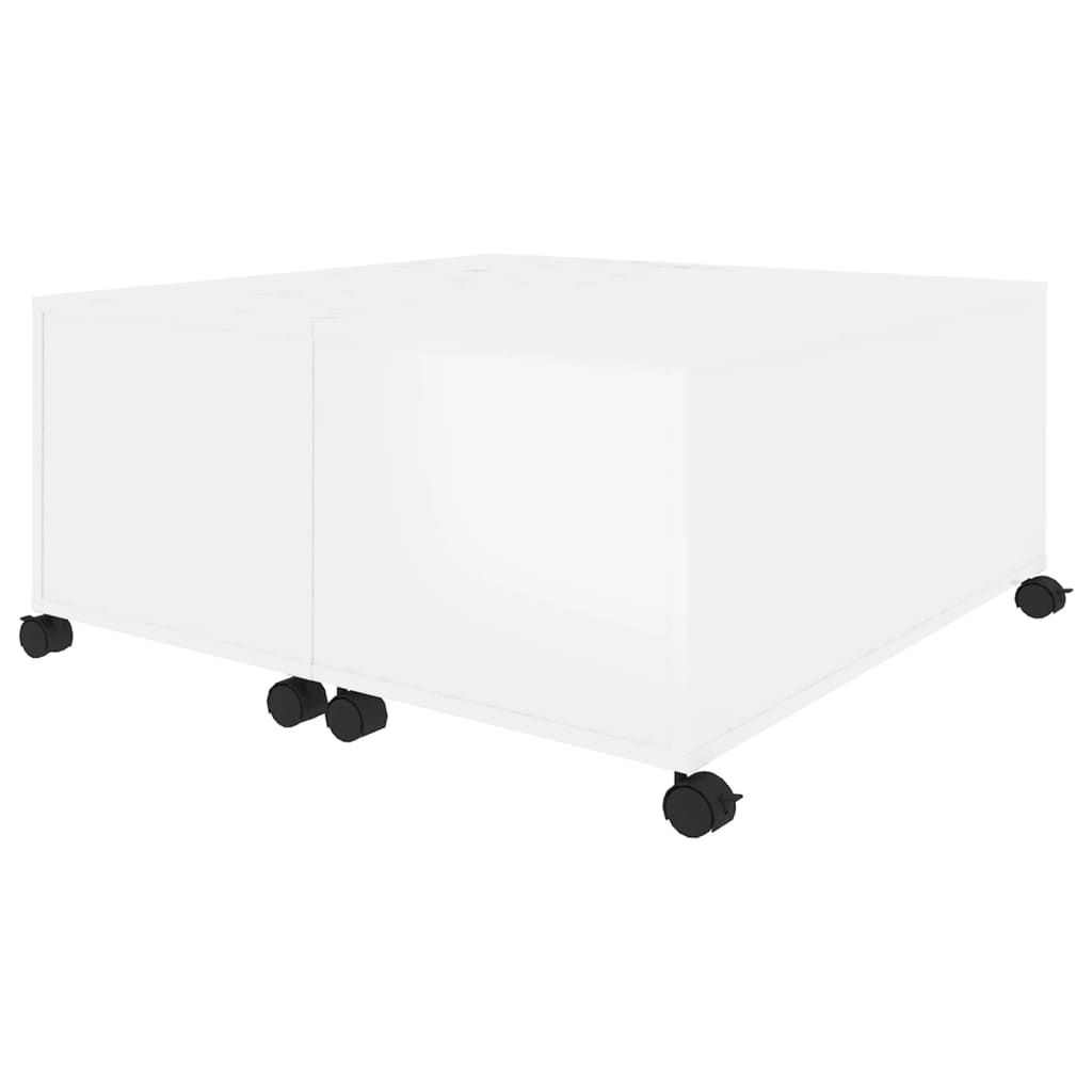 NNEVL Table basse blanc brillant 75x75x38 cm Aggloméré