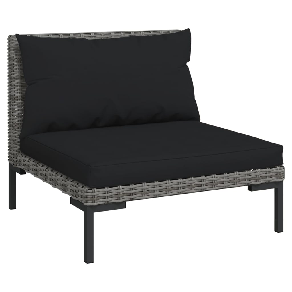 Ensemble de salon de jardin NNEVL 9 pièces avec coussins en rotin synthétique gris foncé