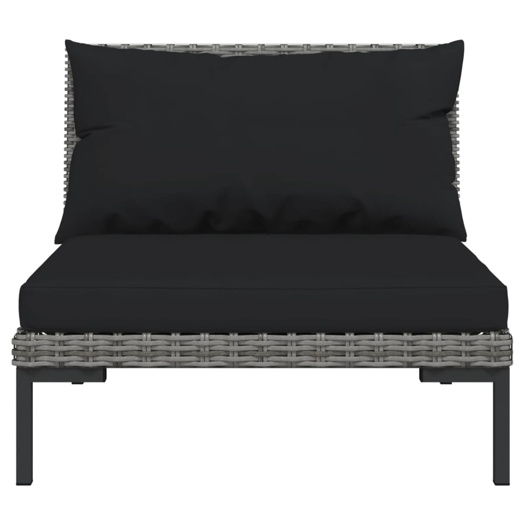 Ensemble de salon de jardin NNEVL 9 pièces avec coussins en rotin synthétique gris foncé