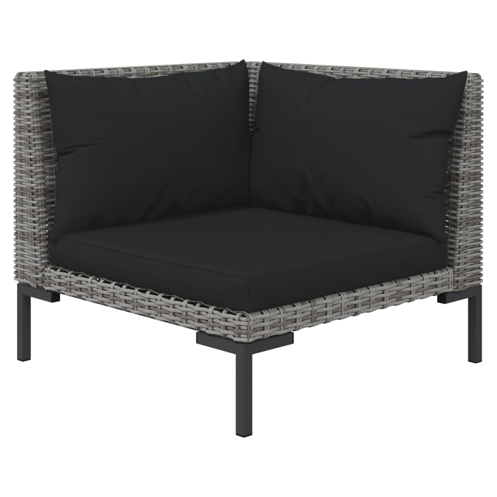 Ensemble de salon de jardin NNEVL 9 pièces avec coussins en rotin synthétique gris foncé