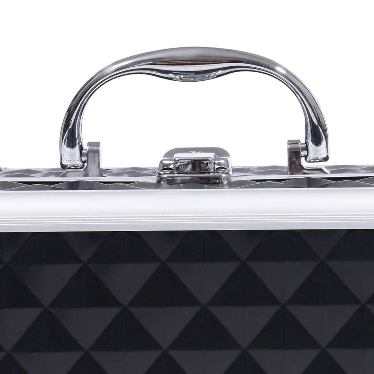 Mallette de maquillage de rangement à 3 niveaux avec miroir, verrouillable avec 2 clés, dim. 20L x 15l x 15H cm noir