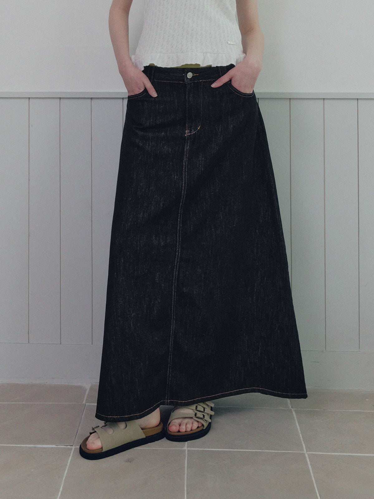 Shobi Denim Maxi Skirt