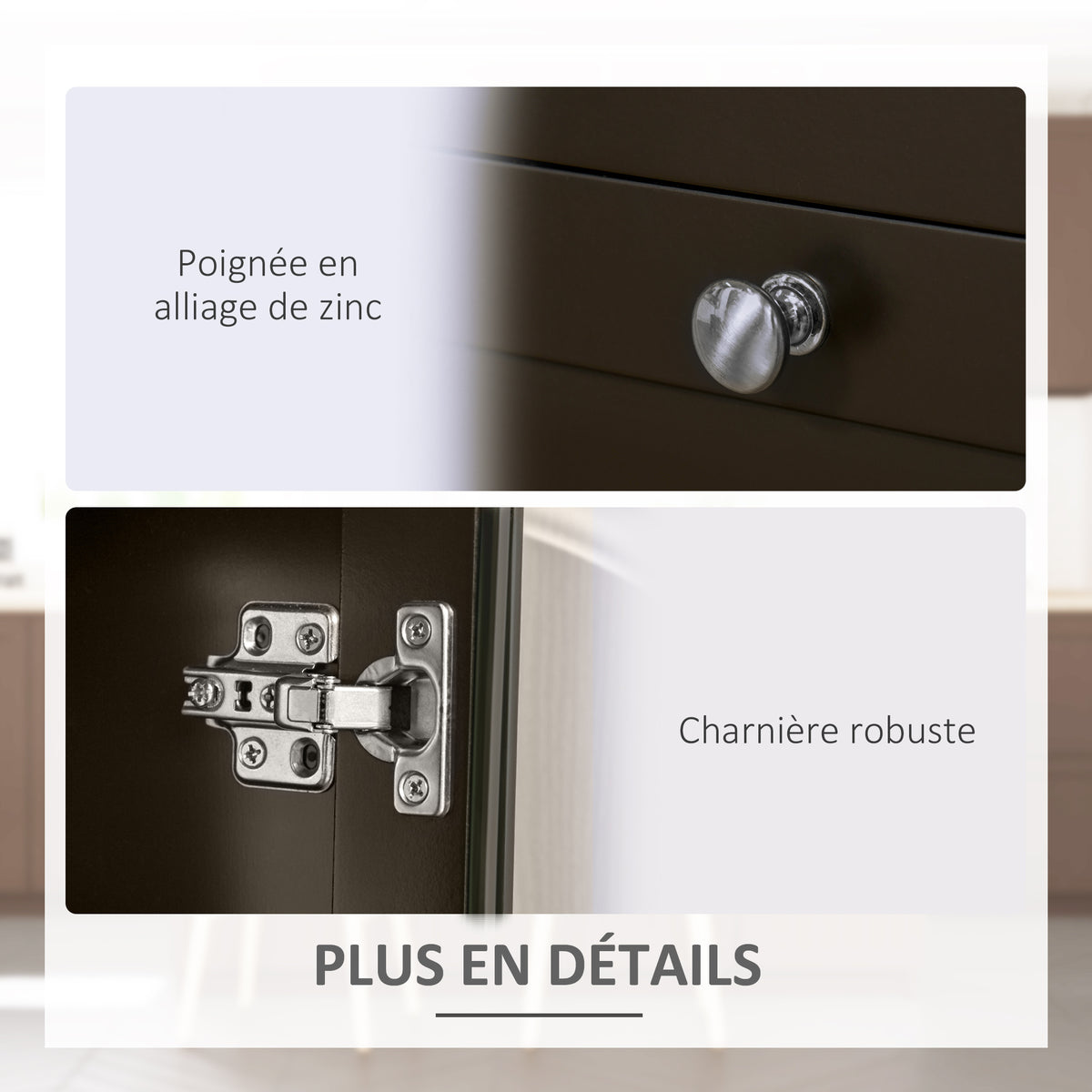 Buffet meuble de rangement 1 placard double porte 2 placards à porte vitrée 2 tiroirs étagère réglable 120x40x90cm noir