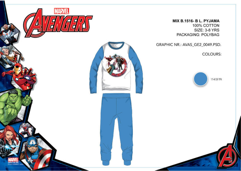 Avengers kids jersey pajamas - cotton pajamas - medium blue - 98
