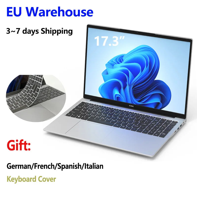 Notebook Blossom 6500Y Novo de 17.3" com 16GB de RAM, 512GB SSD, Intel N5095, Portátil e Leve, Teclado, Windows 11 Pro
