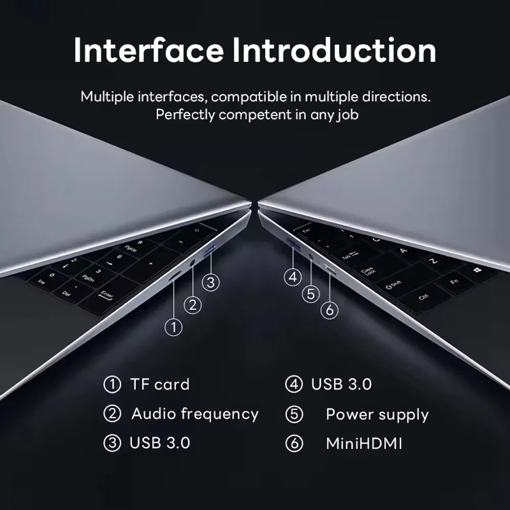 Ordinateur portable FUCHU 15,6" avec déverrouillage par empreinte digitale, Windows 11 Pro, Intel Core I3 6006U, 16 Go de RAM, SSD 1 To, ordinateur de bureau