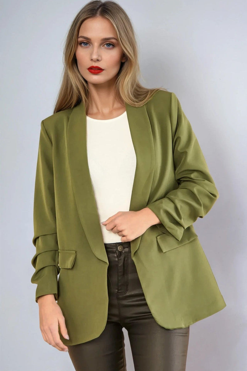 Blazer kaki avec manches froncées